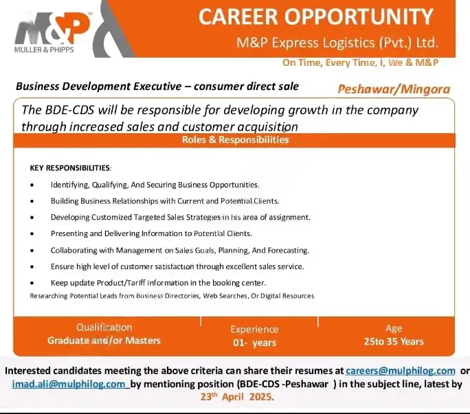 M&P Express Logistics Pvt Ltd Jobs 2025 Advertisement