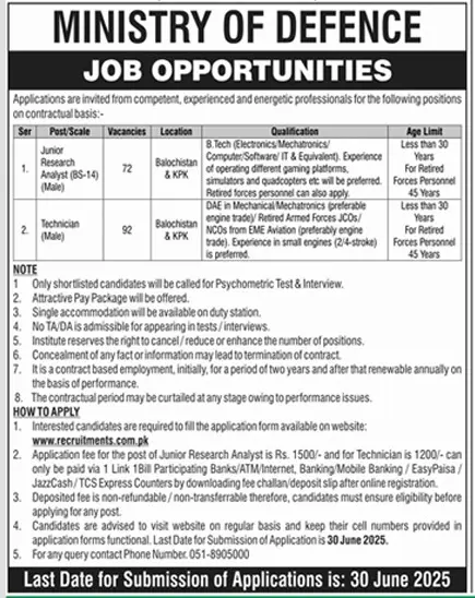 MOD Pakistan Jobs 2025 Advertisement: