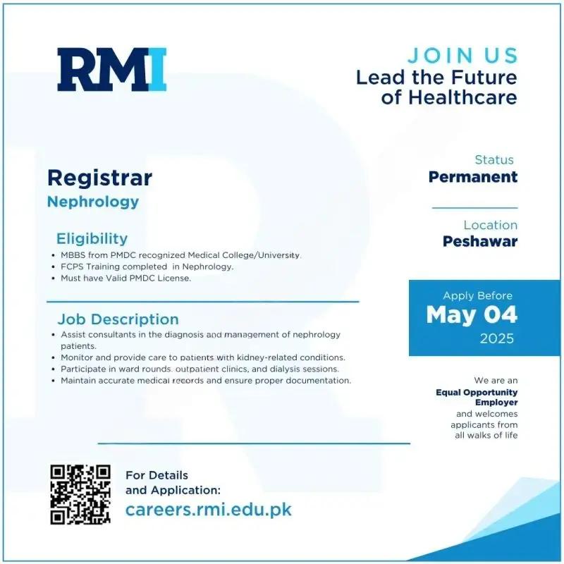 Rehman Medical Institute RMI Jobs 2025 Advertisement