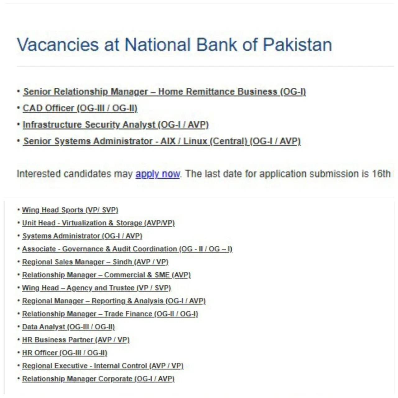 National Bank of Pakistan NBP Jobs 2025 Latest Advertisement