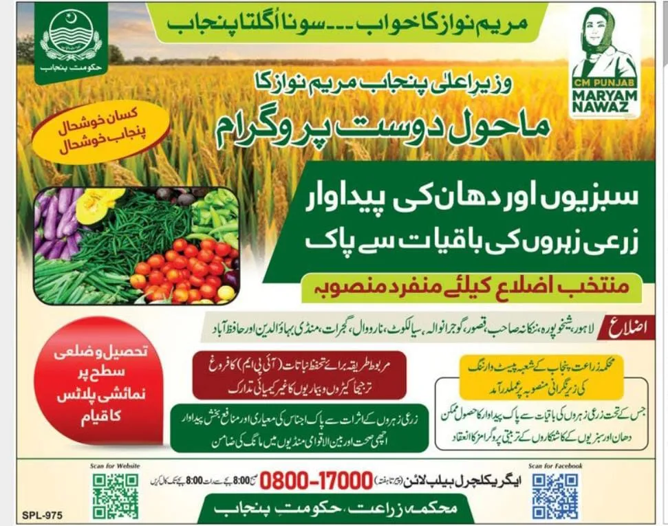 CM Punjab Starts Eco-Friendly Agriculture Scheme 2025 Advertisement