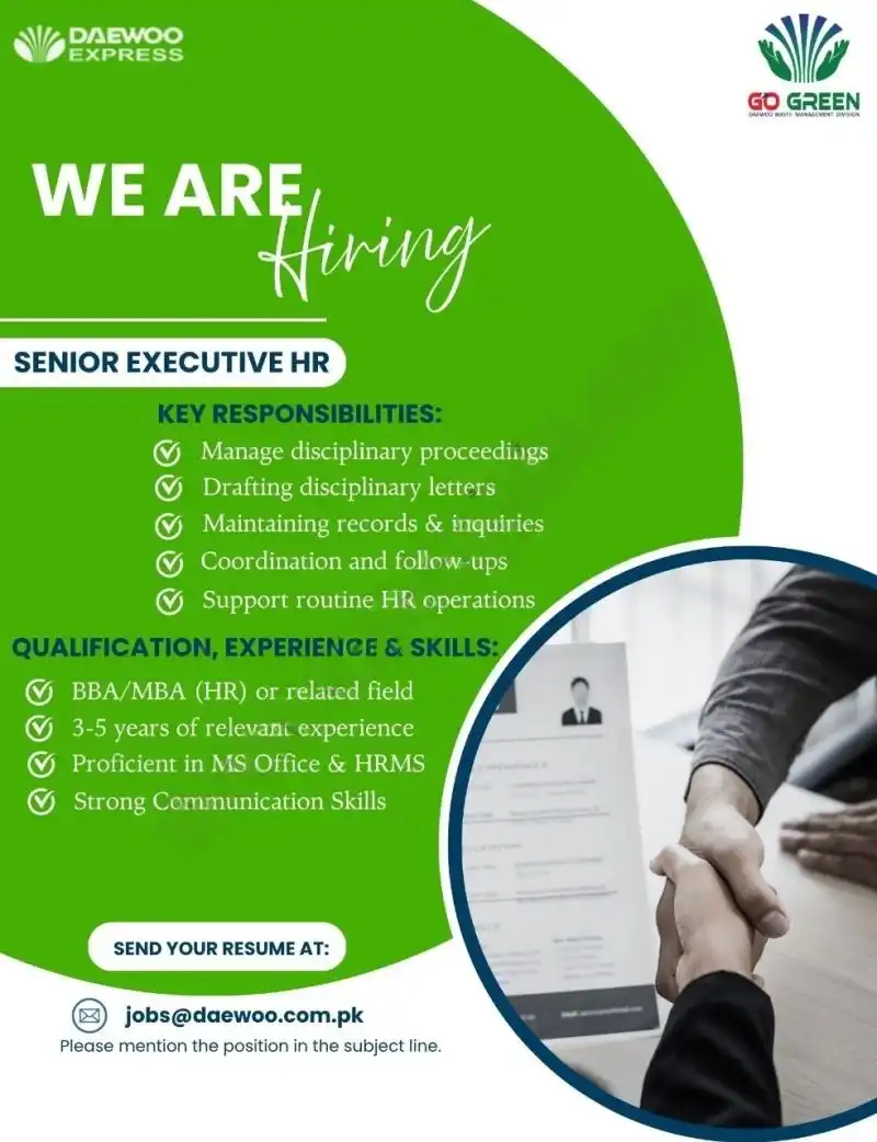Daewoo Express Senior Executive HR Jobs 2025 Advertisement