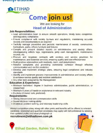 Etihad Garden Rahim Yar Khan Jobs 2025 Advertisement