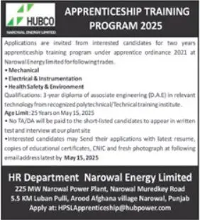 HUBCO Apprenticeship Program 2025 Advertisement