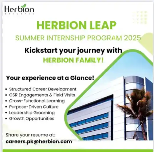 Herbion Naturals Internship 2025 Advertisement