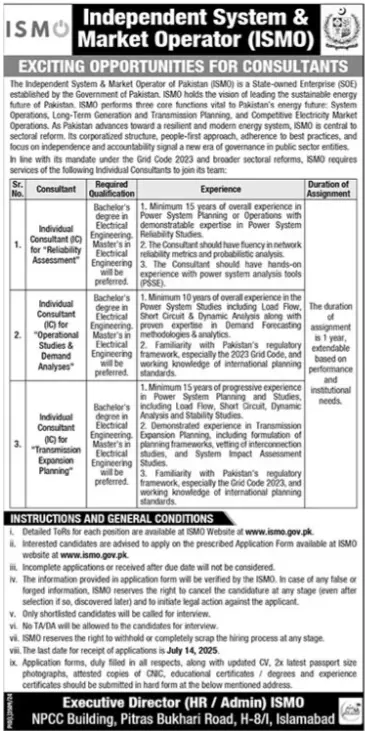 ISMO Jobs 2025 Latest Advertisement