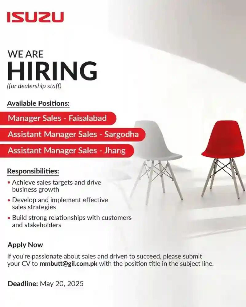 ISUZU Jobs 2025 Advertisement