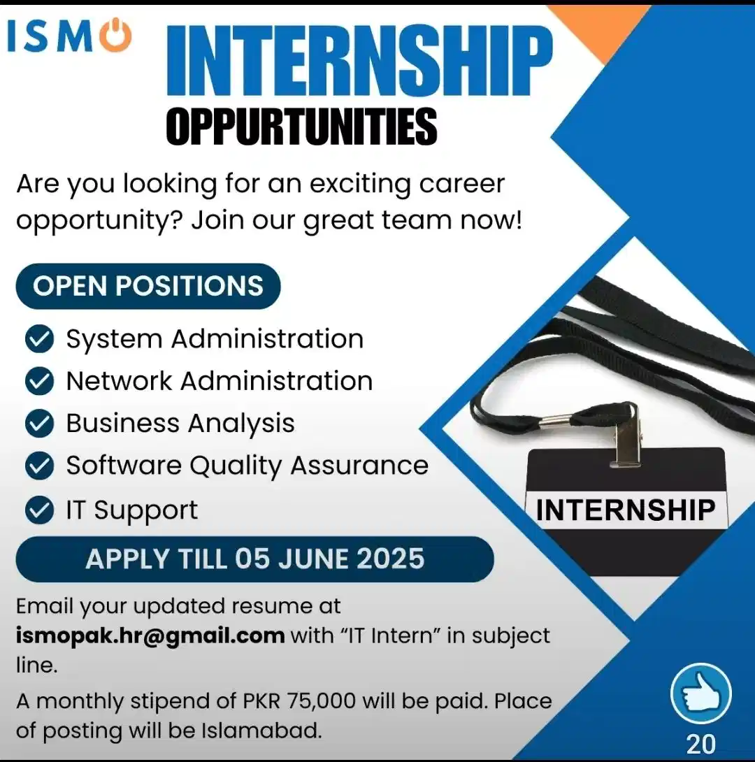 Ismo Internship Program 2025 Advertisement