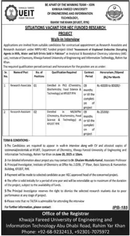 KFUEIT Rahim Yar Khan Jobs 2025 Today Advertisement