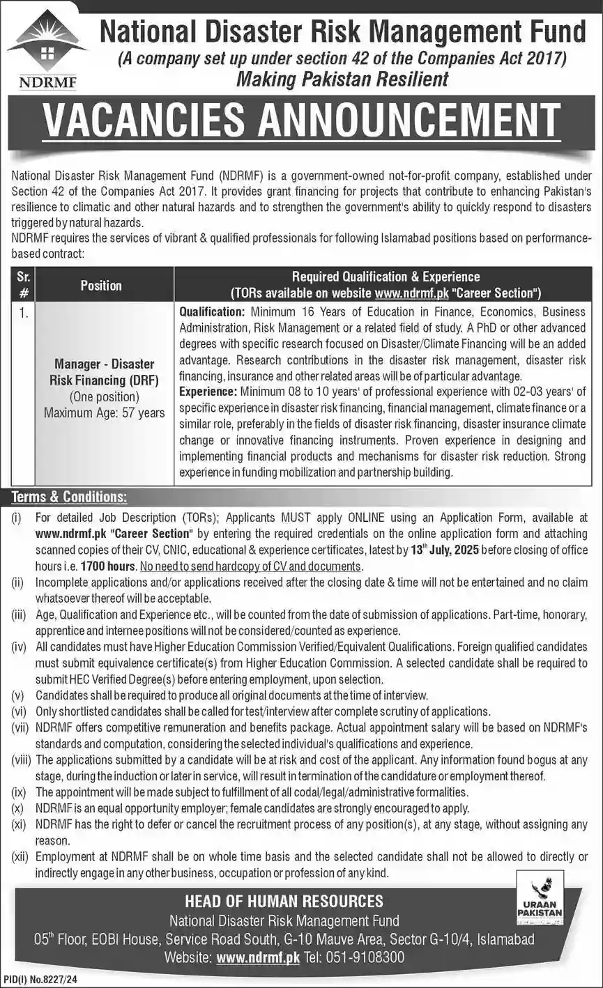 NDRMF Jobs 2025 Latest Advertisement