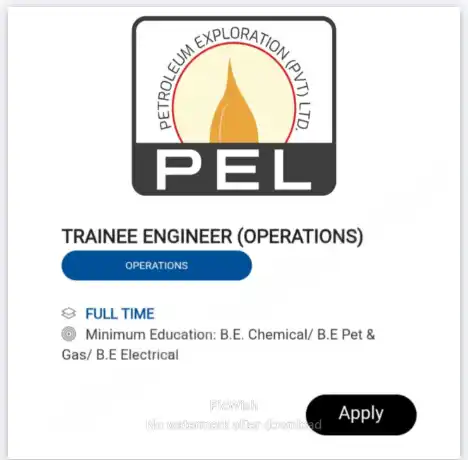 PEL Trainee Engineer Operation Jobs 2025 Advertisement