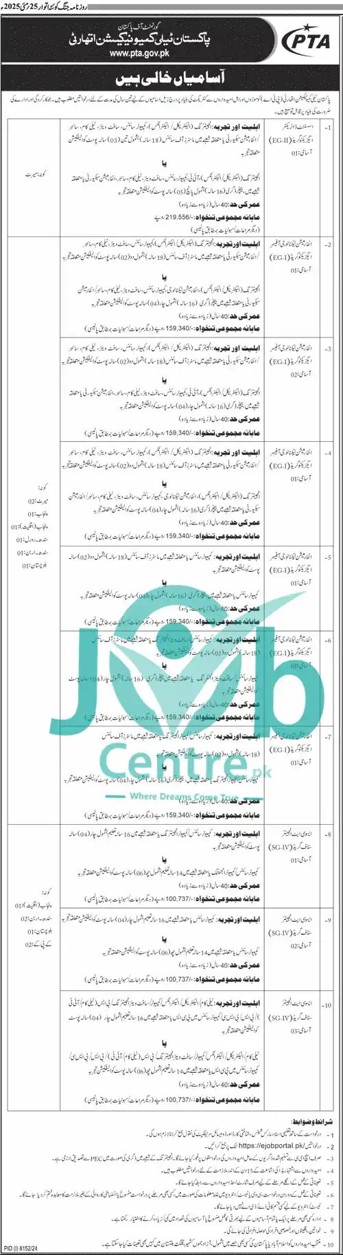 PTA Jobs 2025 Today Advertisement