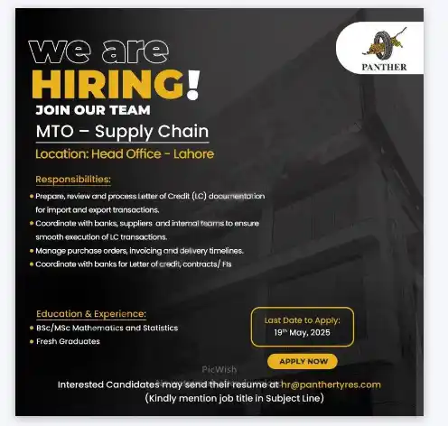 Panther Tyres Limited Jobs 2025 Advertisement