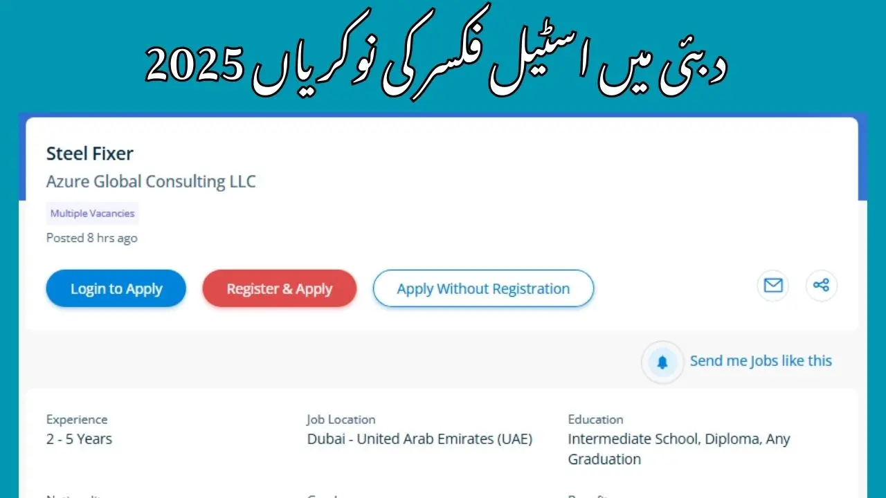 Steel Fixer Jobs In Dubai 2025 Advertisement