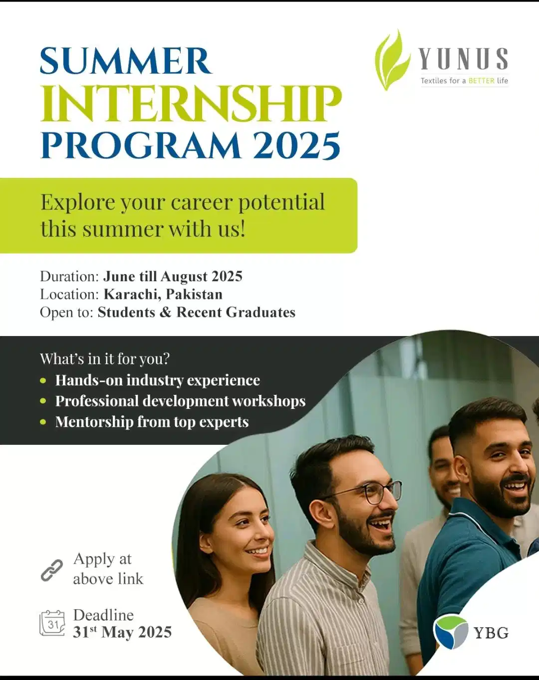 YUNUS Textiles Summer Internship Program 2025 Advertisement