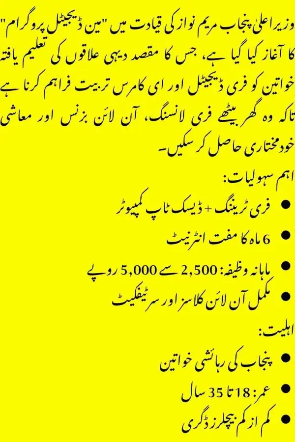 CM Punjab Free Online Courses for Women 2025 