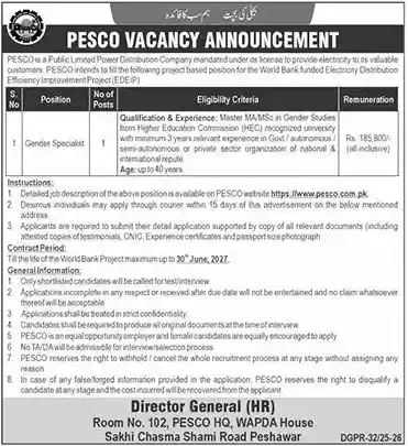 PESCO Jobs 2025 Today Advertisement