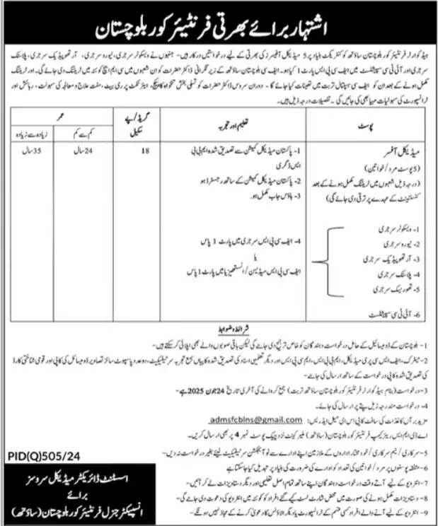 Medical Officer Jobs 2025 Advertisement