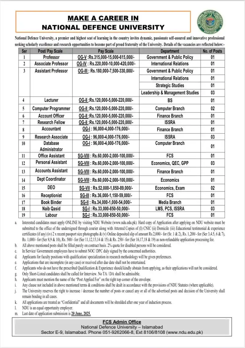 NDU Careers 2025 Advertisement