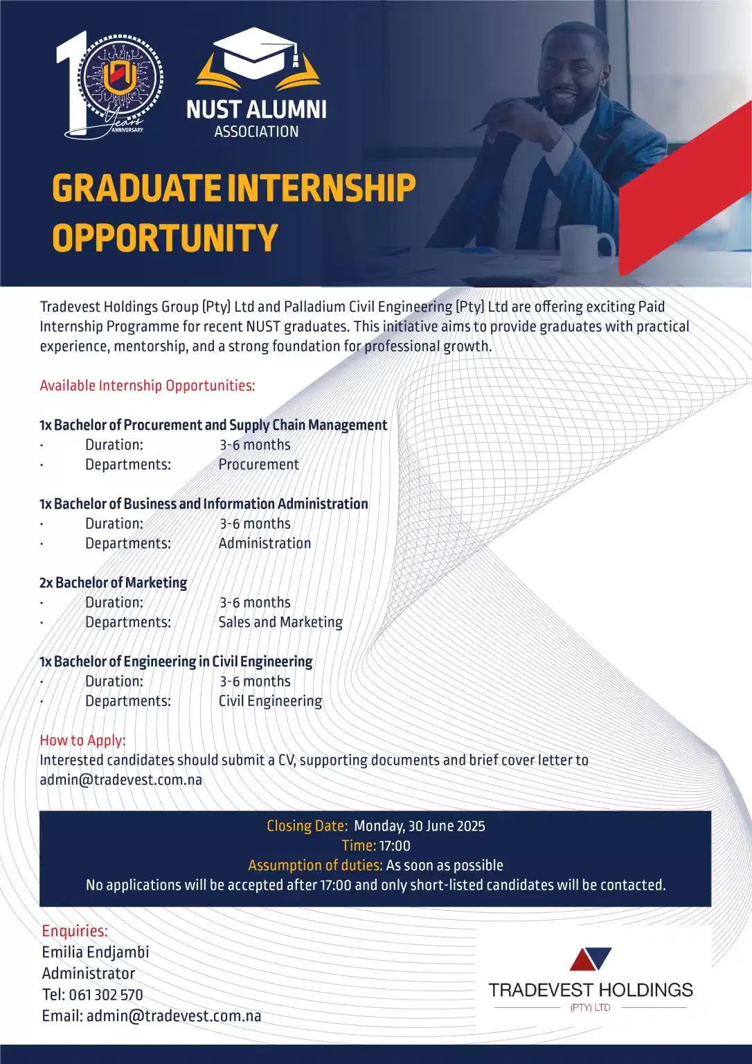 NUST Graduate Paid Internship 2025 Advertisement