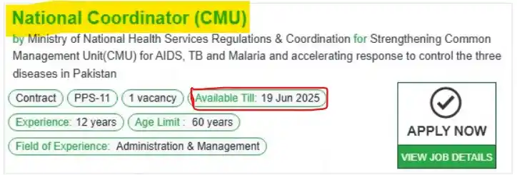 National Coordinator Jobs at Ministry of National Health Services 2025 Advertisement