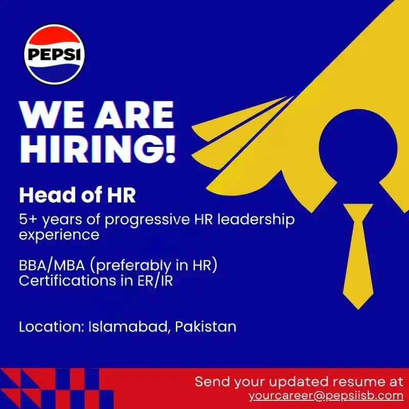 PEPSI Head of HR Jobs 2025 Advertisement
