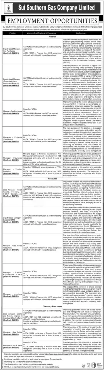 SSGC Application Form 2025 Advertisement