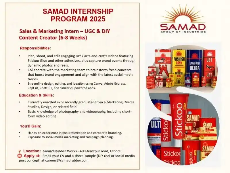 Samad Group Summer Internship 2025 Advertisement
