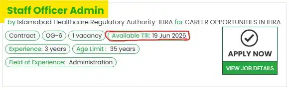 Staff Officer Admin Jobs at IHRA 2025 Advertisement