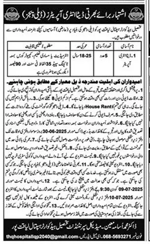 THQ Liaqatpur Jobs 2025 Advertisement