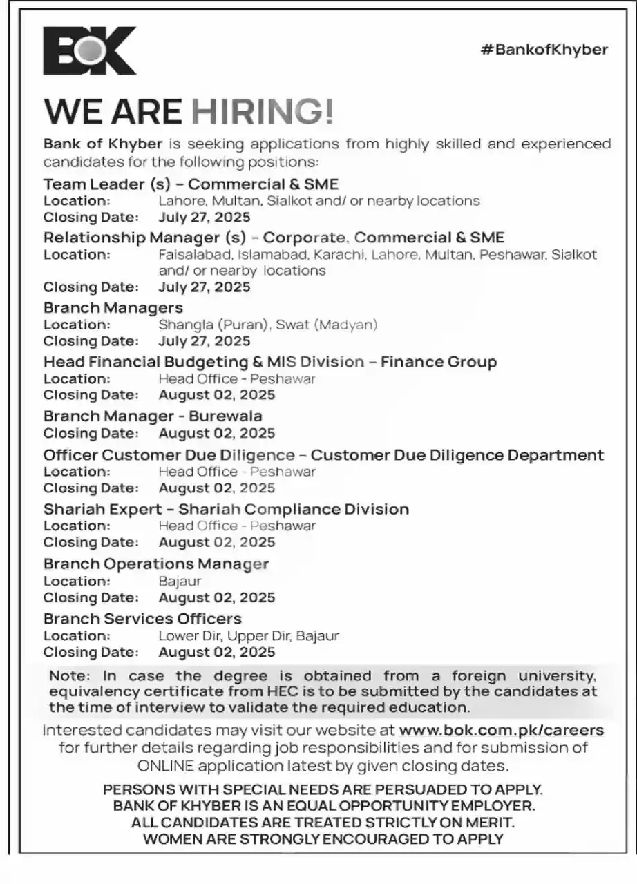 lastest BOK Jobs Online Apply 2025 Advertisement