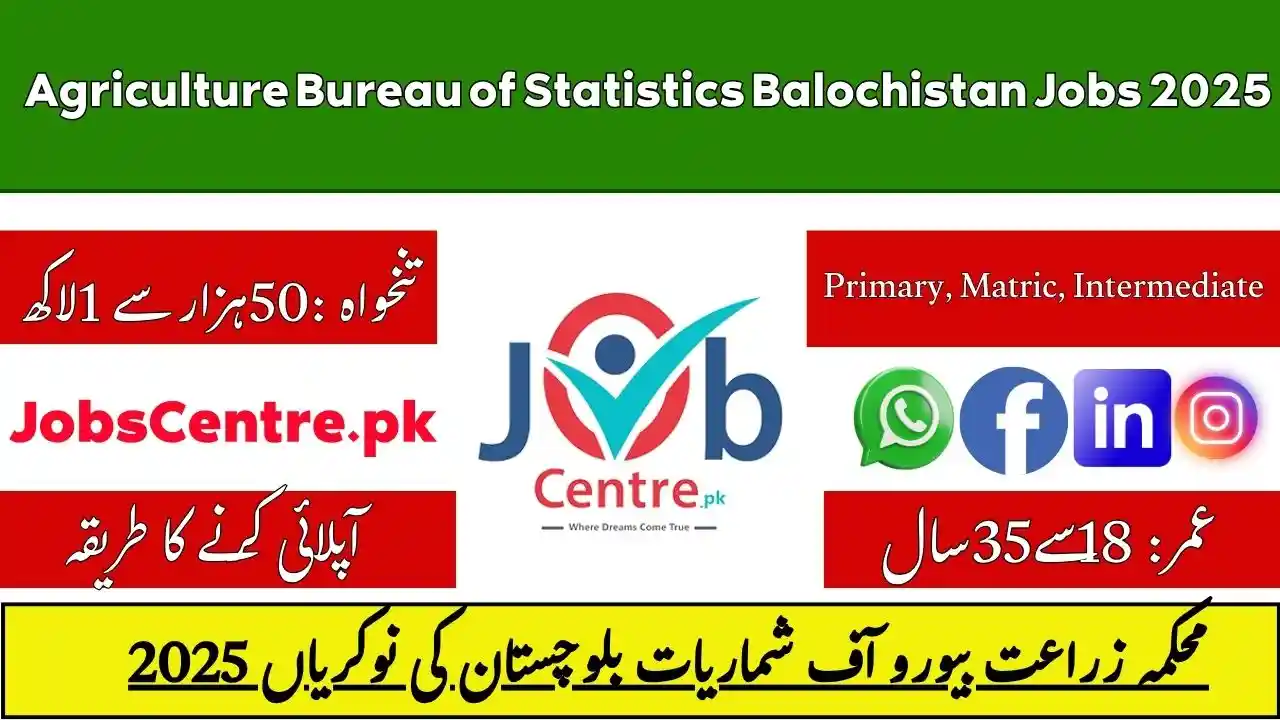 Agriculture Bureau of Statistics Balochistan Jobs 2025
