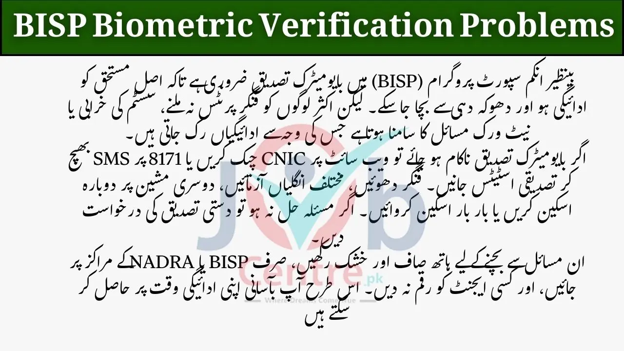 BISP Biometric Verification Problems
