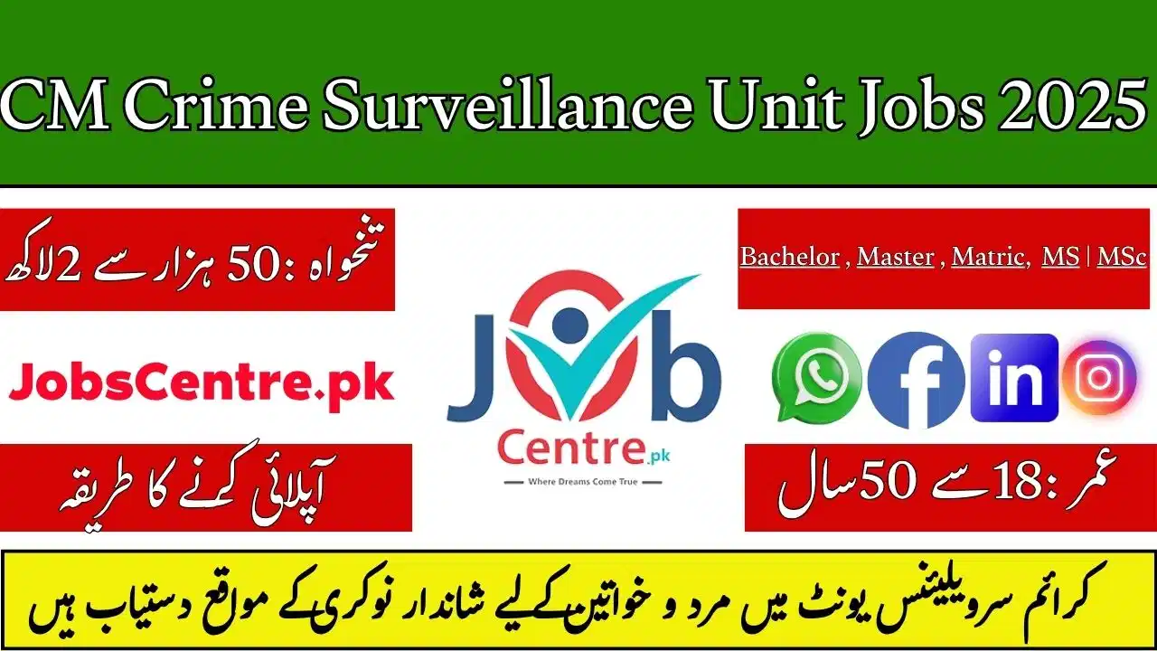 CM Crime Surveillance Unit Jobs 2025