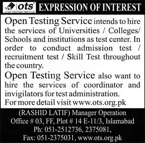 Invigilator Jobs in OTS 2025 AdvertisInvigilator Jobs in OTS 2025 Advertisementement
