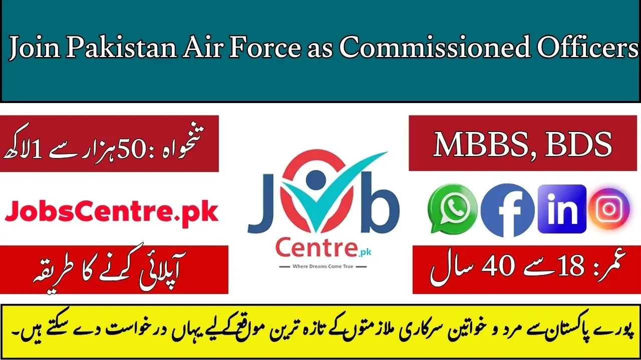 Join Pakistan Air Force as Commissioned Officers