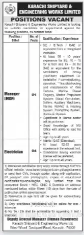 Karachi Shipyard Jobs 2025 Advertisement