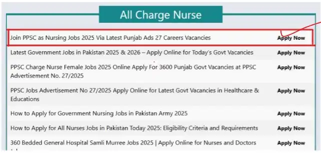 Latest Charge Nurse Jobs in Pakistan 2025