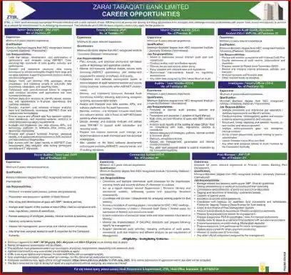 Zarai Taraqiati Bank Limited ZTBL Jobs In July Advertisement