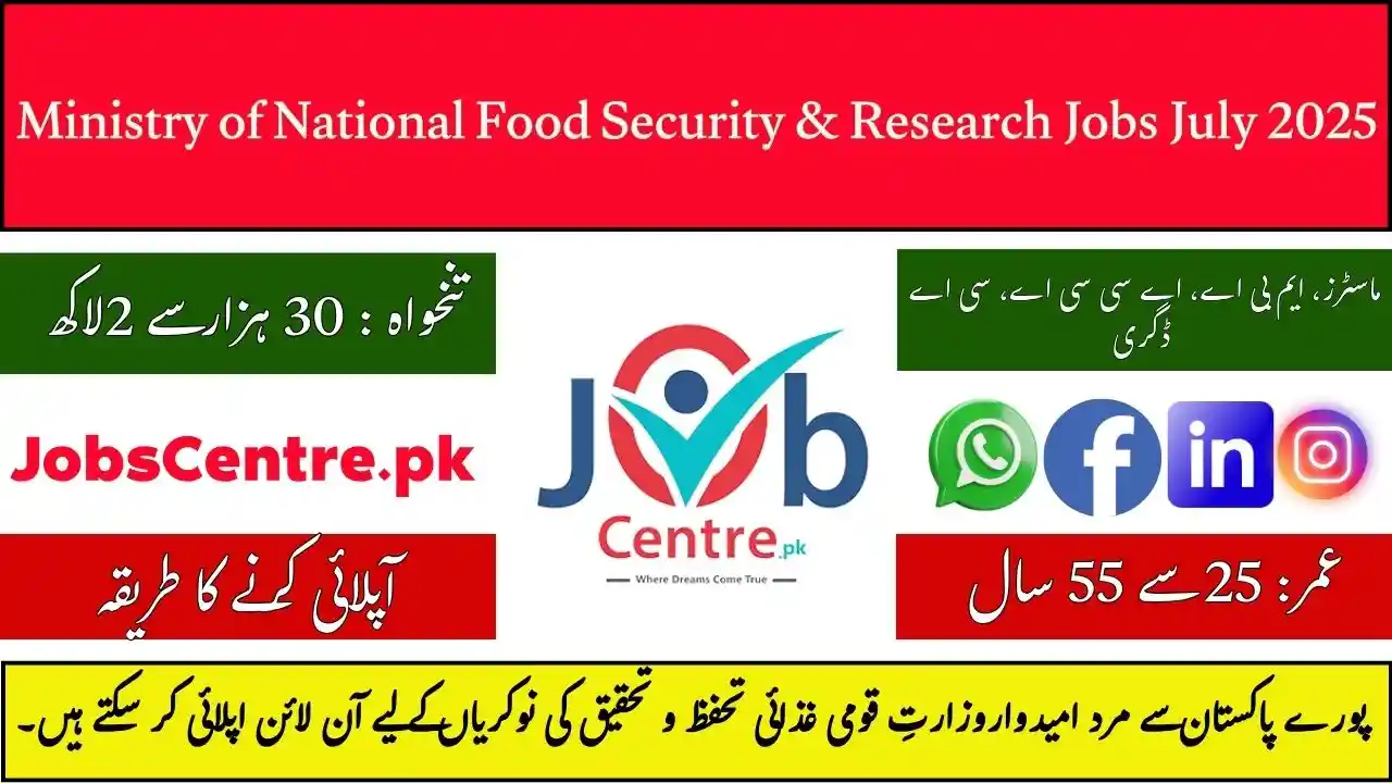 Ministry of National Food Security & Research Jobs July 2025
