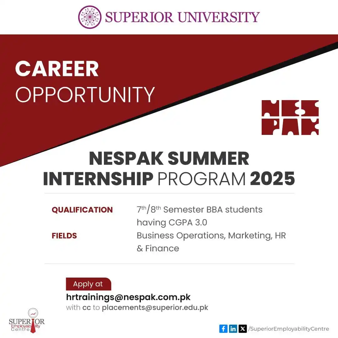 NESPAK Summer Internship Program 2025 Advertisement