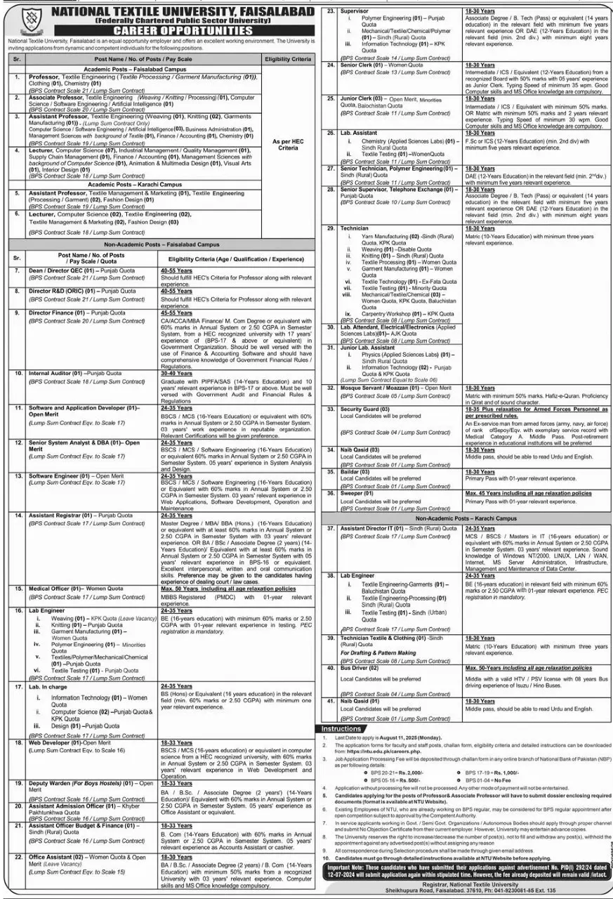NTU Latest Jobs 2025 ad: