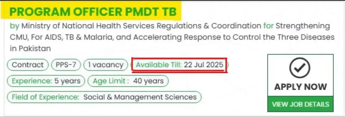 Program Officer PMDT TB Jobs 2025 Advertisement