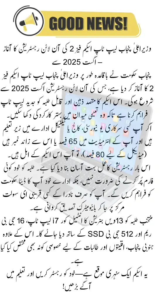 Punjab Laptop Scheme Phase 2