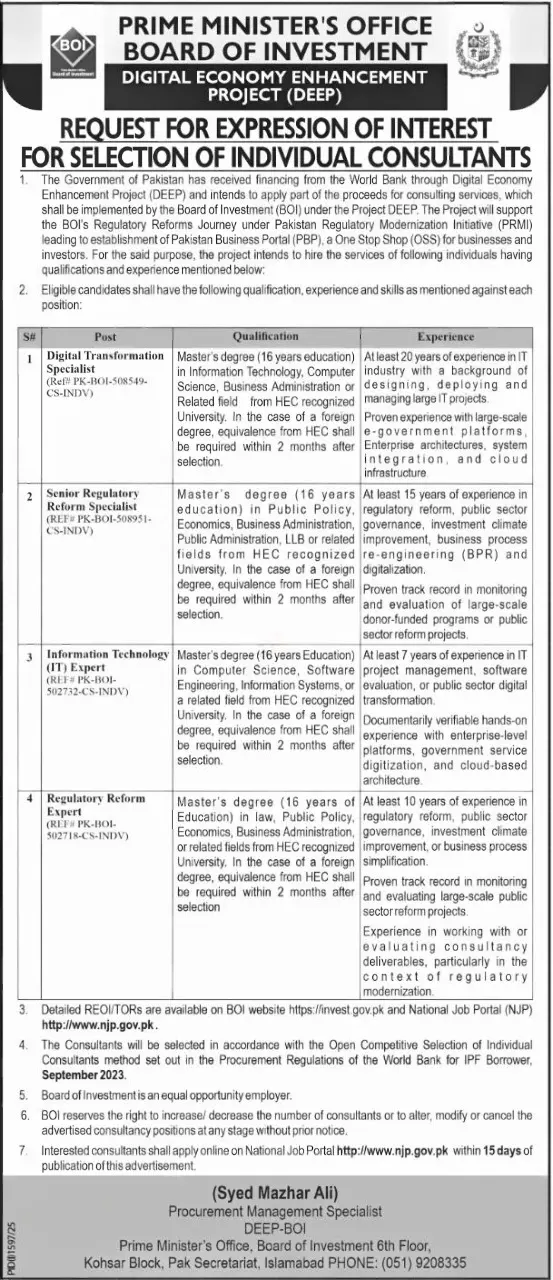 BOI Jobs In 2025 Advertisement