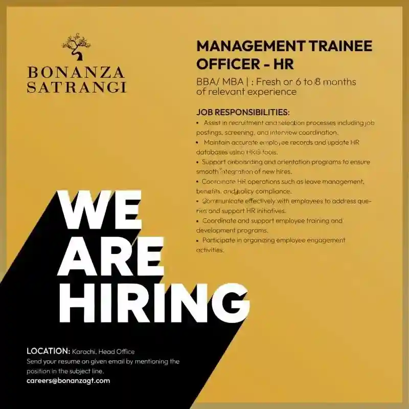 Bonanza Satrangi Jobs Management Trainee Officer HR 2025 ad