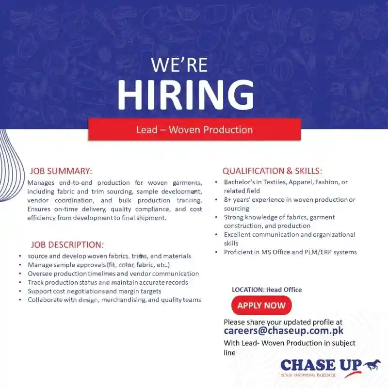 Chase Up Jobs August 2025 ad