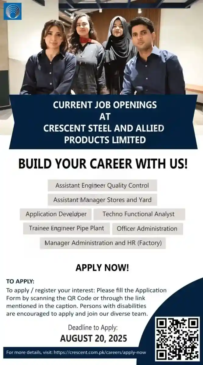 Crescent Steel & Allied Products Limited Jobs August 2025 ad