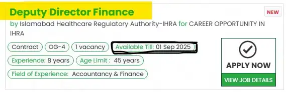 Deputy Director Finance IHRA Jobs 2025 Advertisement