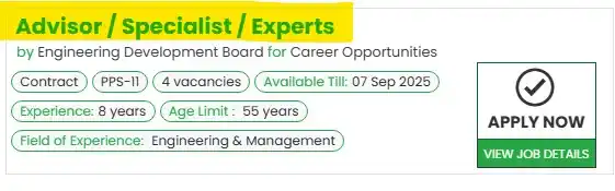 EDB Advisor Jobs 2025 Advertisement